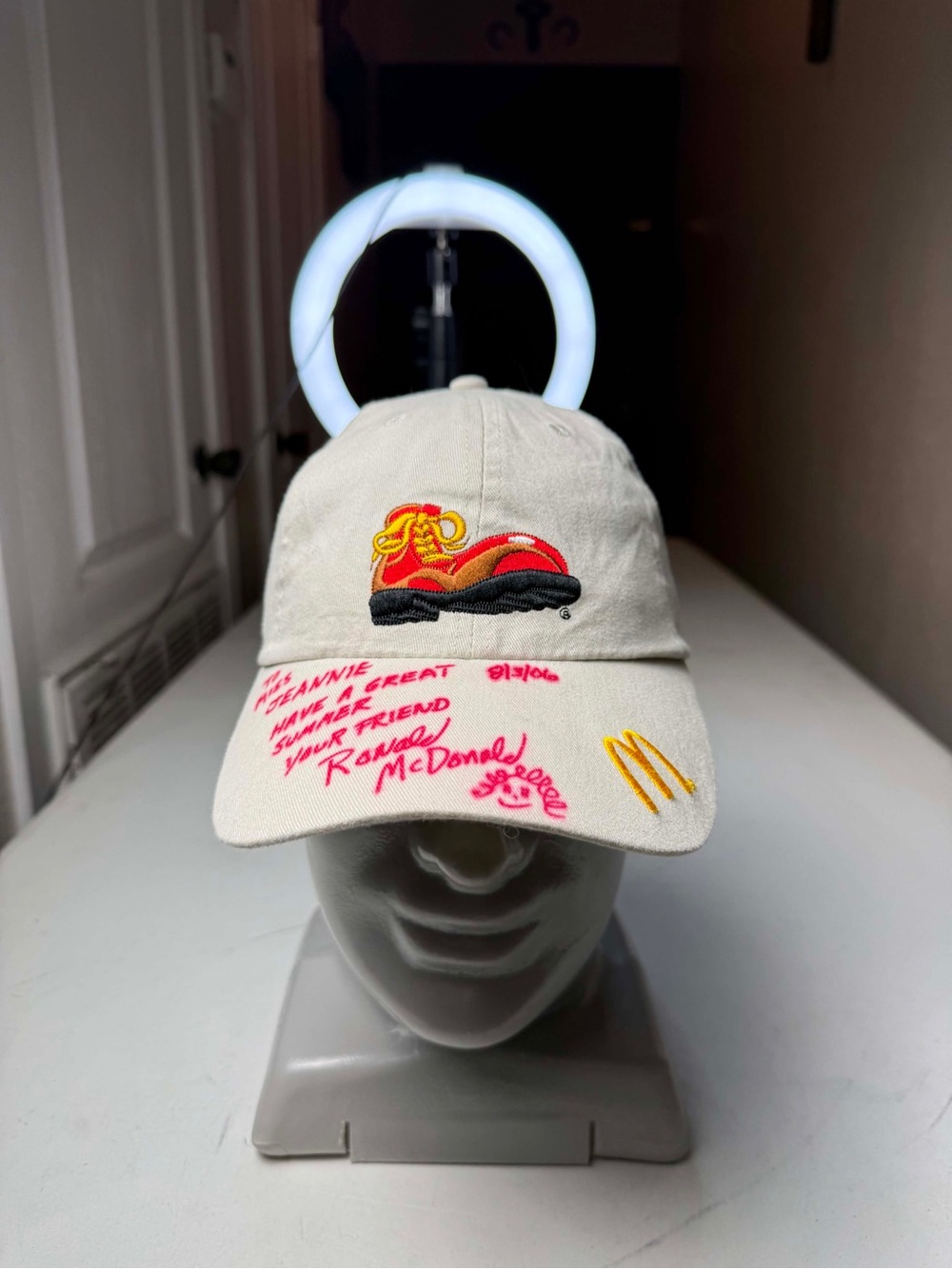 90s Ronald McDonald Snapback Hat Toon Blockhead Stitching autograph